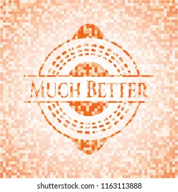 Much Better orange tile background illustration. Square geometric mosaic seamless pattern with emblem inside.