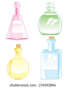 Much bottles of the decorative form from glass