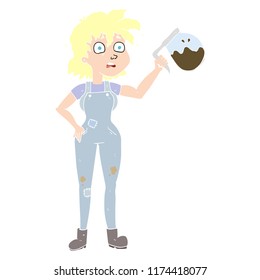 too much coffee flat color illustration of