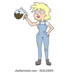 too much coffee freehand drawn cartoon