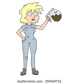 too much coffee freehand drawn cartoon
