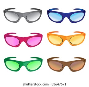 much colors sunglasses accessory vector illustration isolated on white background