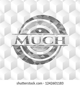 Much grey emblem with geometric cube white background