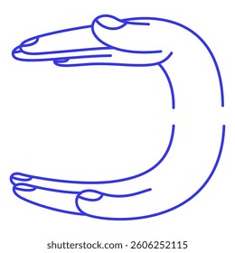 Much or little. High or low. Hand gesture doodle icon. Contour vector illustration
