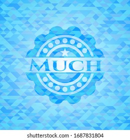 Much realistic light blue emblem. Mosaic background