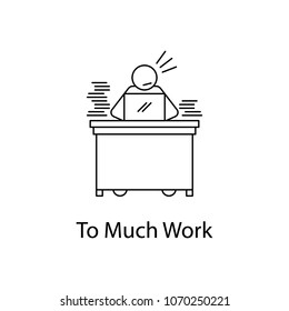 too much work icon. Element people at the workplace for mobile concept and web apps. Thin line icon for website design and development app development. Premium icon on white background