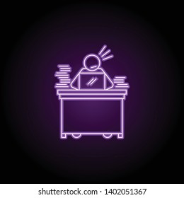 too much work neon icon. Elements of People in the work set. Simple icon for websites, web design, mobile app, info graphics