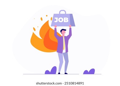 Too much workload concept. Illustration of an employee or worker overwhelmed. Vector illustration.