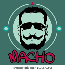 Mucho head illustration. Vector illustration isolated on background.