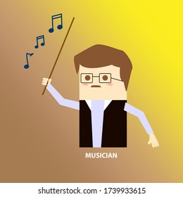 mucisian classic concerts avatar vector illustration  