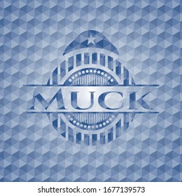 Muck-blue hexagon Emblem. Vektorillustration Illustration. Detaillierte Angaben.