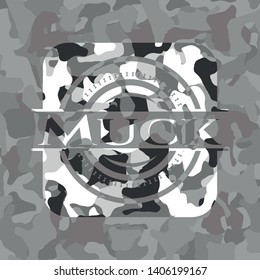 Muck grey camo emblem. Vector Illustration.