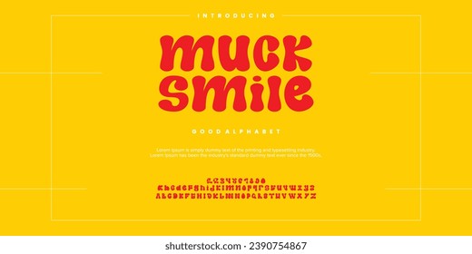 Muck Smile abstract minimalista fuentes modernas de alfabeto. Ilustración vectorial de la tecnología de la tipografía