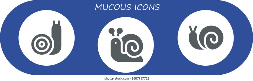 mucous icon set. 3 filled mucous icons. Included Snail icons