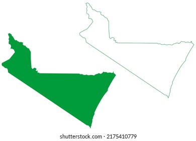 Mucuri municipality (Bahia state, Municipalities of Brazil, Federative Republic of Brazil) map vector illustration, scribble sketch Mucuri map