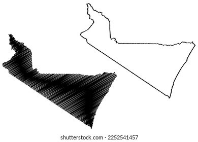 Mucuri municipality (Bahia state, Municipalities of Brazil, Federative Republic of Brazil) map vector illustration, scribble sketch Mucuri map