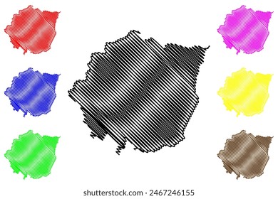 Ilustración vectorial de mapas del municipio de Mucurici (estado de Espírito Santo, municipios de Brasil, República Federativa de Brasil), dibujo a mano alzada Mapa de Mucurici