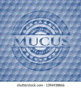 Mucus blue emblem with geometric pattern. Vector Illustration. Detailed.