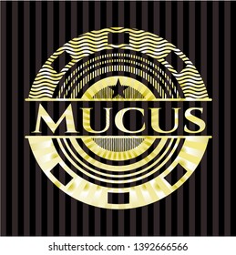 Mucus gold shiny emblem. Vector Illustration. Detailed.