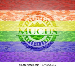 Mucus on mosaic background with the colors of the LGBT flag