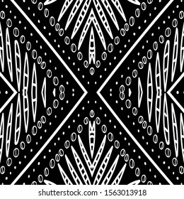 Mud African Fabric Trendy Vector Seamless Pattern. Zigzag Triangle Design. Smoke Abstract Navajo Illustration. Ethnic Ikat White Background. Graphite Mexican Textile Pattern.