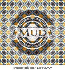 Mud arabesque style emblem. arabic decoration.