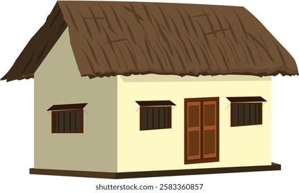 Mud house isolated on white background.African Village cottage vector illustration for cartoon animation