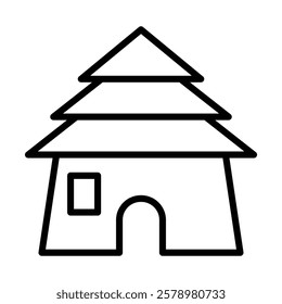 Mud hut icon Black and white logo