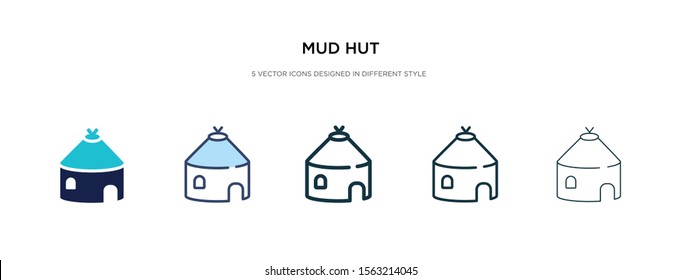 mud hut icon in different style vector illustration. two colored and black mud hut vector icons designed in filled, outline, line and stroke style can be used for web, mobile, ui
