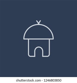 Mud hut icon. Mud hut linear design concept from Africa Symbols collection. Simple element vector illustration on dark blue background.