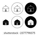 Mud hut icon set. Rural african huts icon in black color for ui designs.