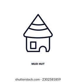 mud hut icon. Thin line mud hut icon from culture and civilization collection. Outline vector isolated on white background. Editable mud hut symbol can be used web and mobile