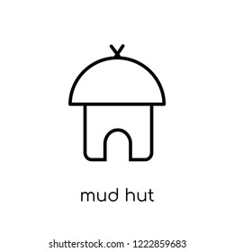 mud hut icon. Trendy modern flat linear vector mud hut icon on white background from thin line Africa Symbols collection, outline vector illustration