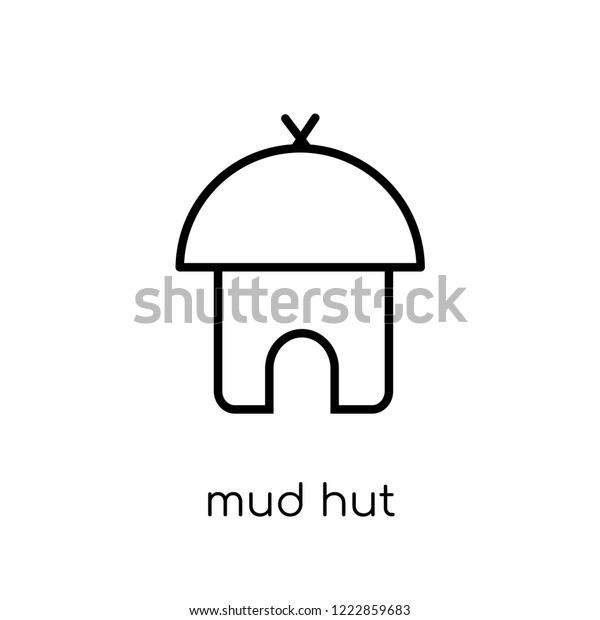 mud hut icon. Trendy modern flat linear\
vector mud hut icon on white background from thin line Africa\
Symbols collection, outline vector\
illustration