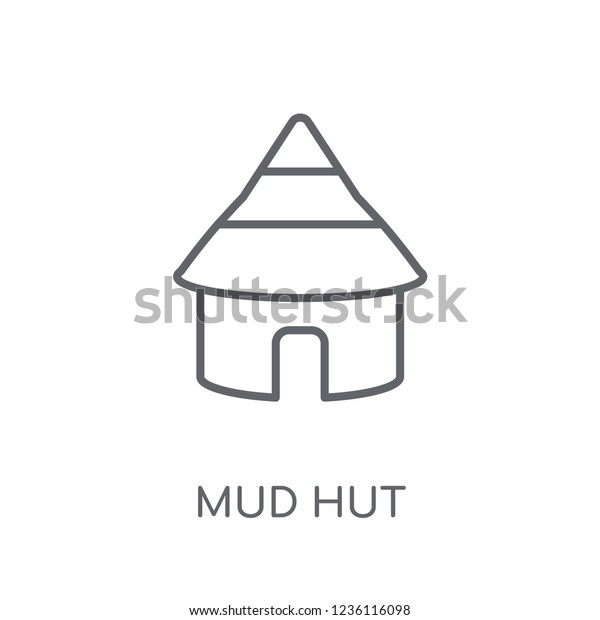 Mud hut linear icon. Modern\
outline Mud hut logo concept on white background from Culture\
collection. Suitable for use on web apps, mobile apps and print\
media.