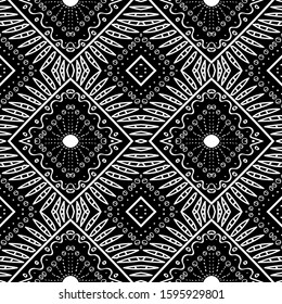 Mud Mexico Stripe Graphic Vector Seamless Pattern. Textile Vintage Print. Ebony Rustic American Background. Triangle Art Black Design. Graphite African Ikat Texture.