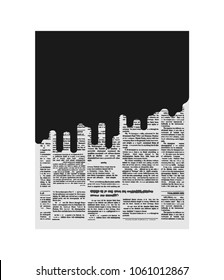 Mud in newspaper. Bad news. Black page of paper. Slander
