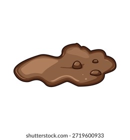 Ilustración de un charco de barro con una mancha líquida marrón con Pequeños Elementos de suciedad levantados, que representan una sustancia desordenada común que se encuentra durante las condiciones de lluvia