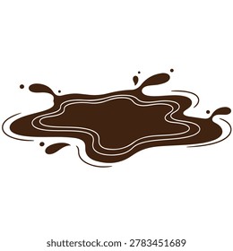 Mud Puddle Vector Illustration, Realistic Splat and Splash Clipart, Dirt Water Droplets Silhouette, Isolated Muddy Texture Design Element for Kids Activities, Outdoor Play and Construction Background
