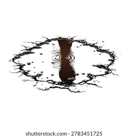 Mud Puddle Vector Illustration, Realistic Splat and Splash Clipart, Dirt Water Droplets Silhouette, Isolated Muddy Texture Design Element for Kids Activities, Outdoor Play and Construction Background
