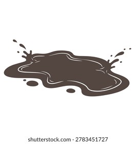 Mud Puddle Vector Illustration, Realistic Splat and Splash Clipart, Dirt Water Droplets Silhouette, Isolated Muddy Texture Design Element for Kids Activities, Outdoor Play and Construction Background