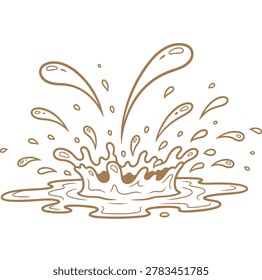 Mud Puddle Vector Illustration, Realistic Splat and Splash Clipart, Dirt Water Droplets Silhouette, Isolated Muddy Texture Design Element for Kids Activities, Outdoor Play and Construction Background