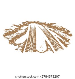 Mud Puddle Vector Illustration with Splash, Muddy Water Drops Clipart, Dirty Brown Liquid Splash on Ground Graphic Element, Rain Water Puddle Set for Kids Book and Background Design
