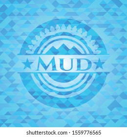 Mud realistic light blue emblem. Mosaic background