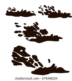 Mud. A set of dirt isolated on a white background as warning signs. Vector illustration
