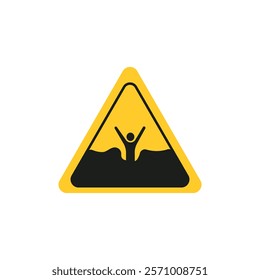 Mud warning sign flat line symbol set.