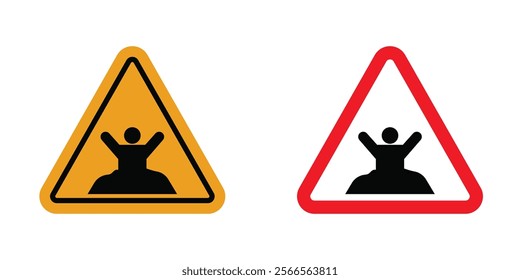 Mud warning signs in black and color style