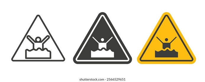 Mud warning signs collection for website design, app, UI design.