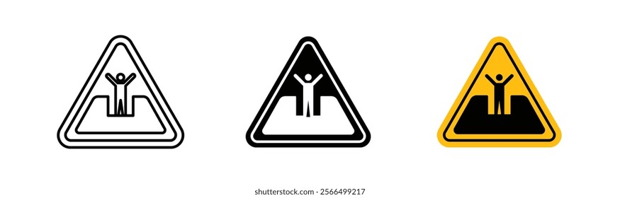 Mud warning signs flat and linear vector illustration on white background.