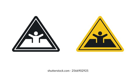 Mud warning signs set in black and colored